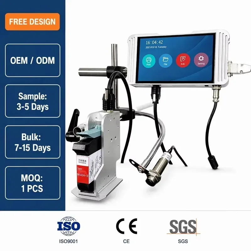 Industrial Inline Inkjet Printer for Carton Food Label Printing Automatic Assembly Line Continuous Paper Feed Date Batch