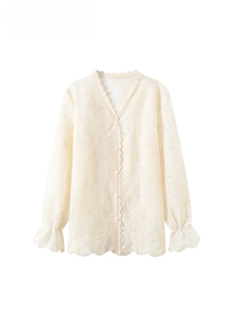 

CaraCLUB: Новая женская зимняя блузка больших размеров с длинным рукавом, кружевными вставками и вырезами, свободного кроя, для повседневной носки