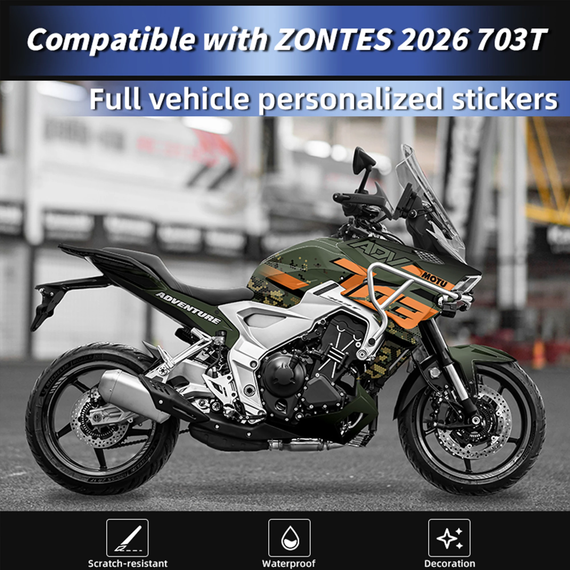 Full Fairing Motorcycle Graphics Kit Compatible With ZONTES 2026 703T No Residue Easy Install Anti-Fade Bike Sticker Decals