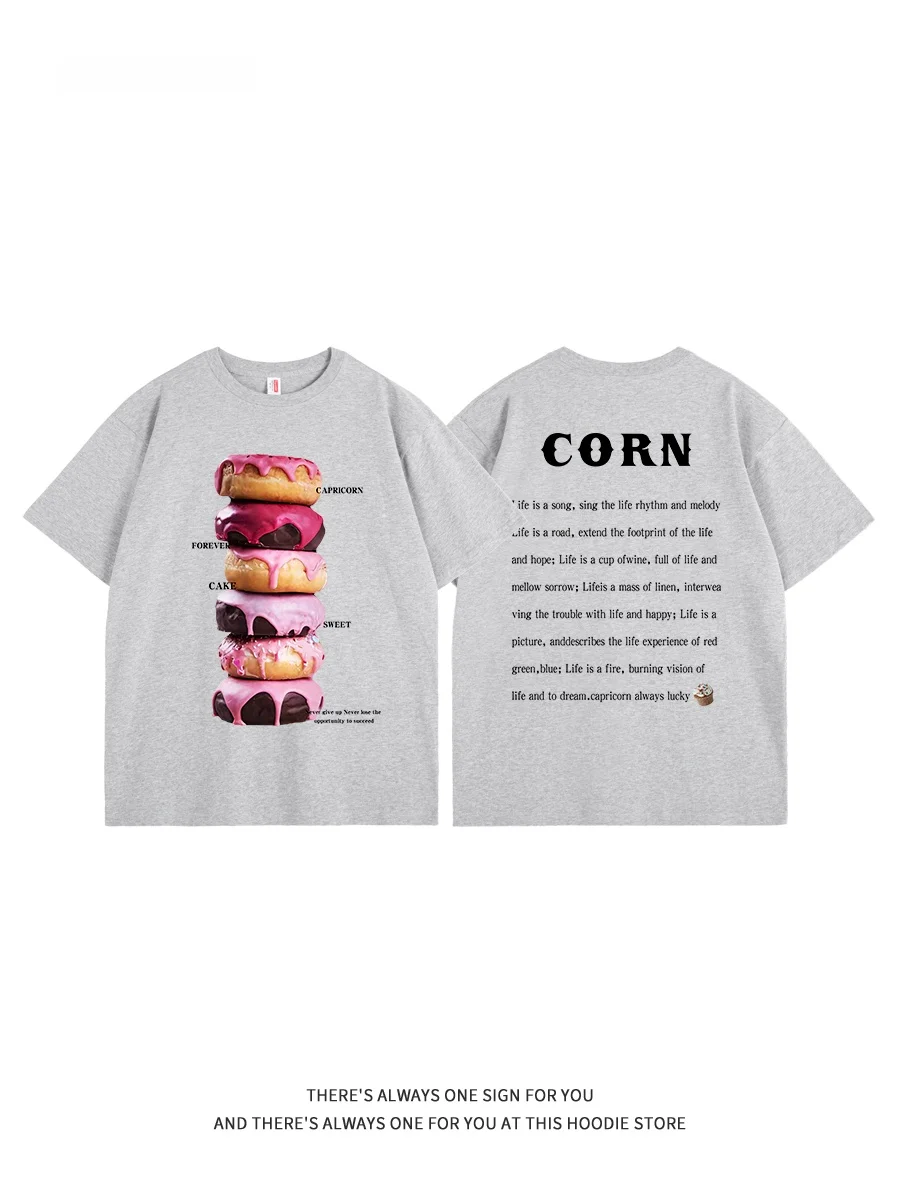 Capricorn Fun Donut Pure Cotton Short Sleeve Women's T-shirt Summer New Trend Brand Half Sleeve Inner Wear Casual Print Loose...