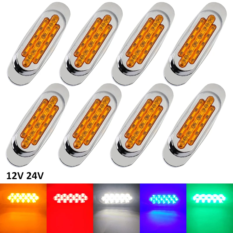 8PCS 16LED 12V 24V LED Side Marker Light Position Side Lights Universal Truck Trailer BUS Van Caravan for Volvo Truck Accessorie