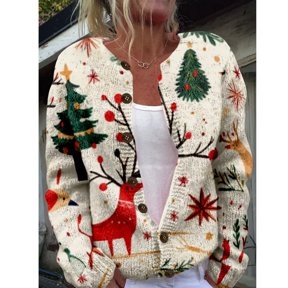

Осень-зима вязаный рождественский кардиган свитер уличная одежда женские свитера вязаный топ повседневные крутые джемперы модные