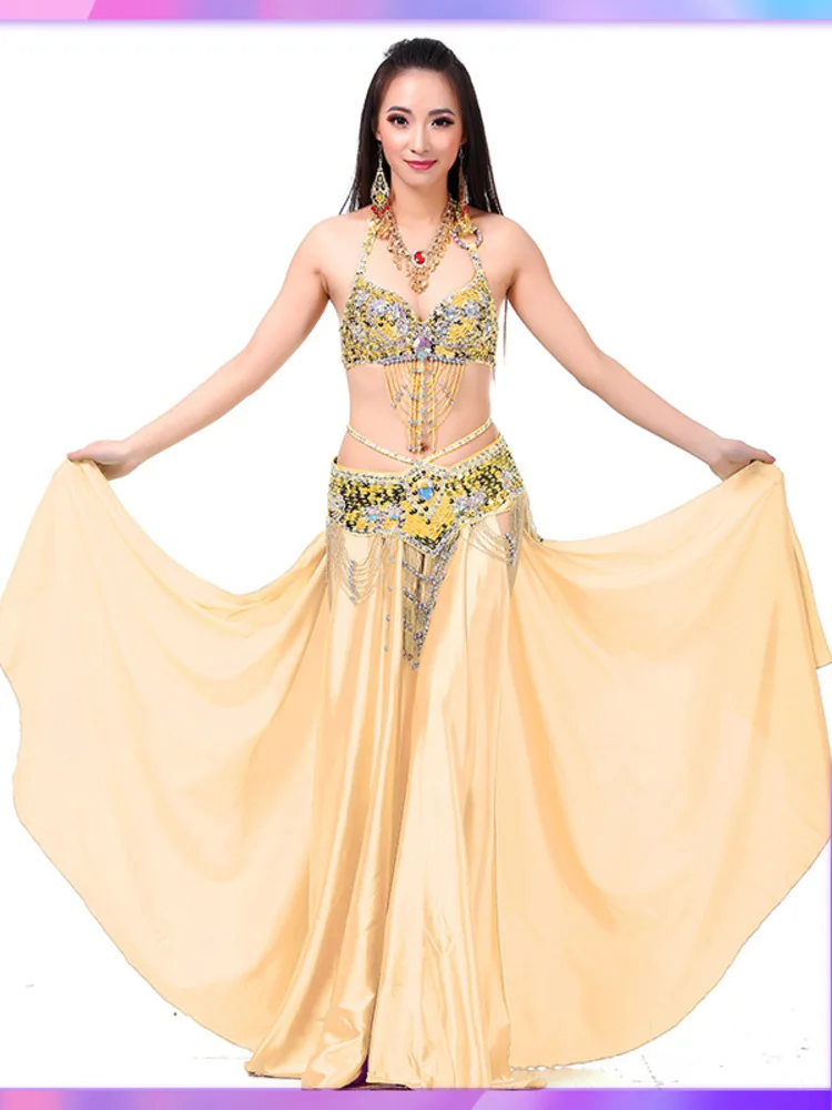 

Sequins Gypsy Arab Dance Clothes Woman Jazz Solid Color Stage Costume Belly Suit Performance Latin Tassel Oriental Dancer Women