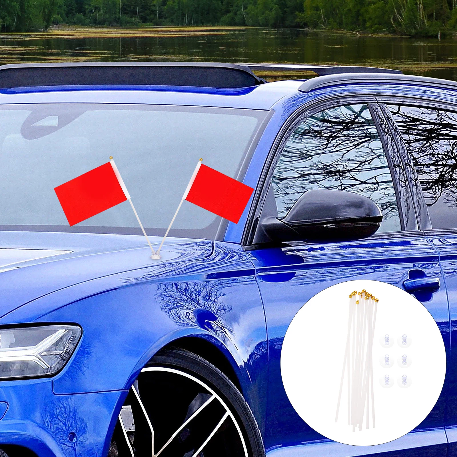 

6Pcs Car Flag Mount Suction Cup Flagpole Bracket Plastic Holder Strong Windproof Base for Flags Display Stand Car Flag Mount