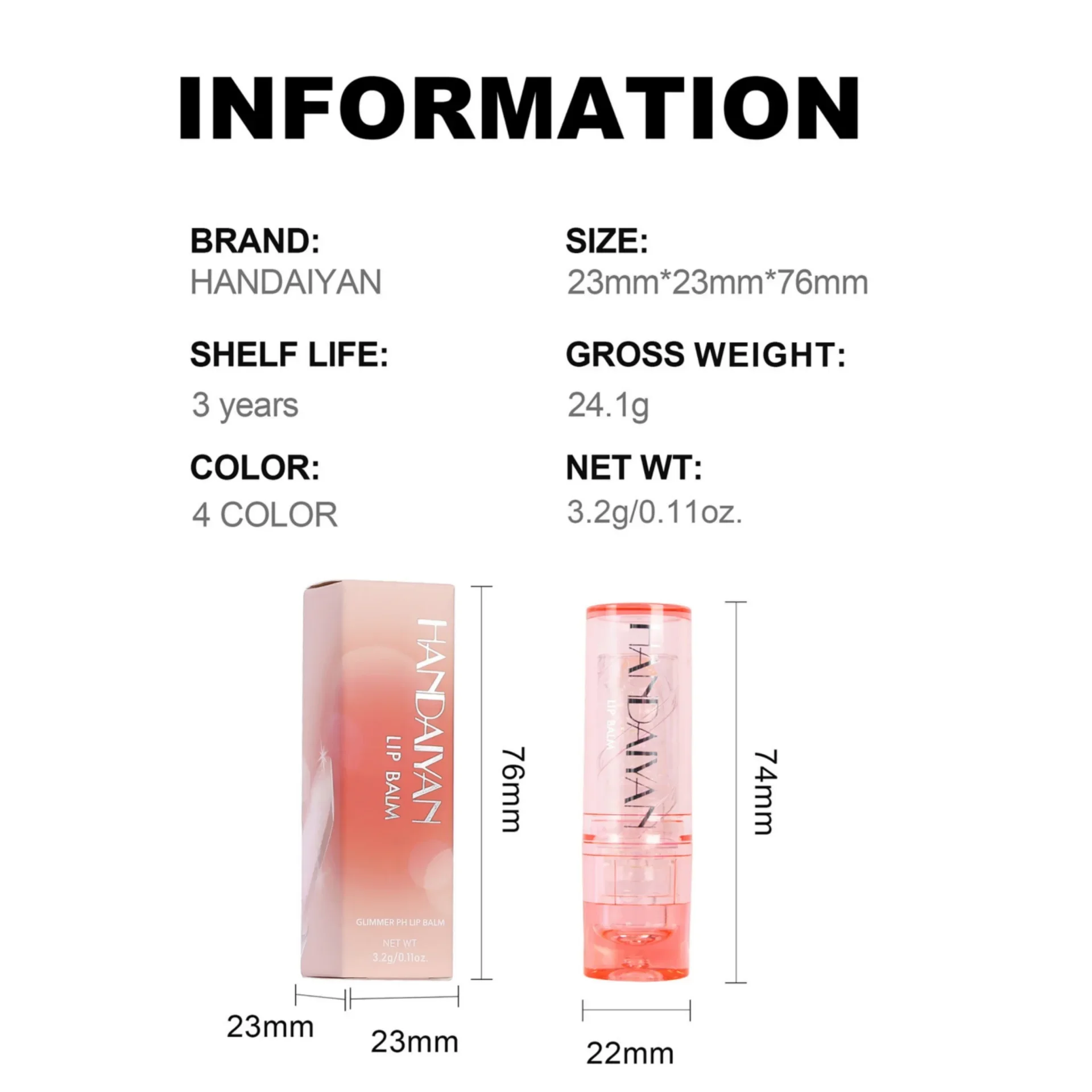 HANDAIYAN cristal changement de couleur baume à lèvres réparation sécheresse hydrater rouge à lèvres imperméable longue durée gelée paillettes brillant à lèvres