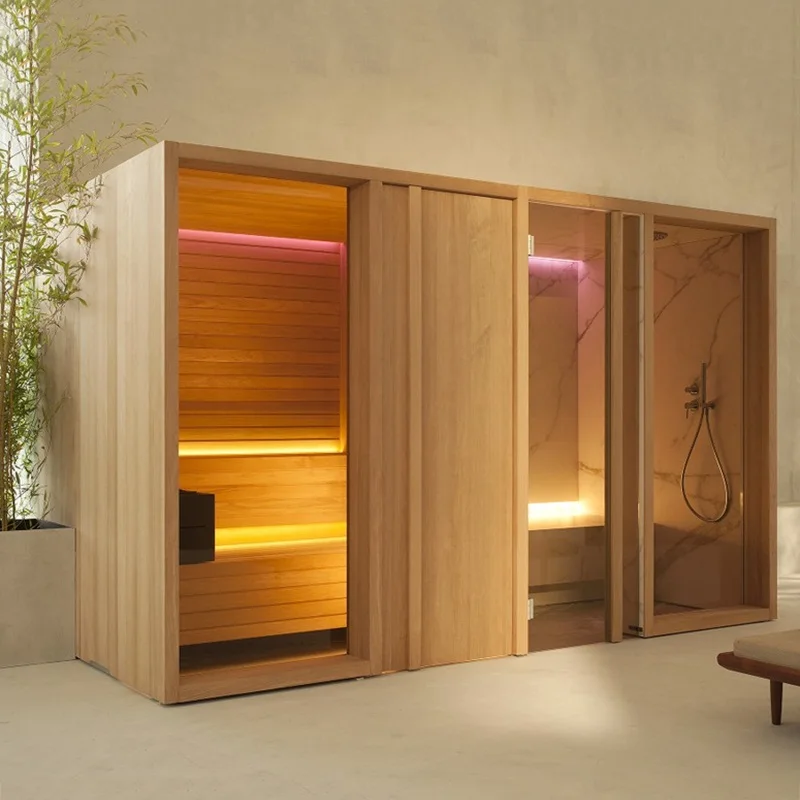 High Quality Modern Hemlock Solid Wood Far Infrared Outdoor Villa Sauna Cabin Big Size Spa