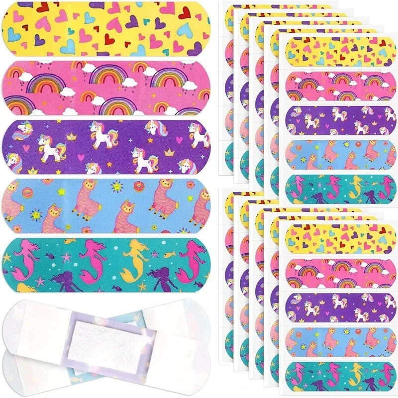 50pcs/set Cartoon Band Aid Alpaca Mermaid Pattern Plaster Wound Dressing Patch Tape Adhesive Bandages First Aid Woundplast