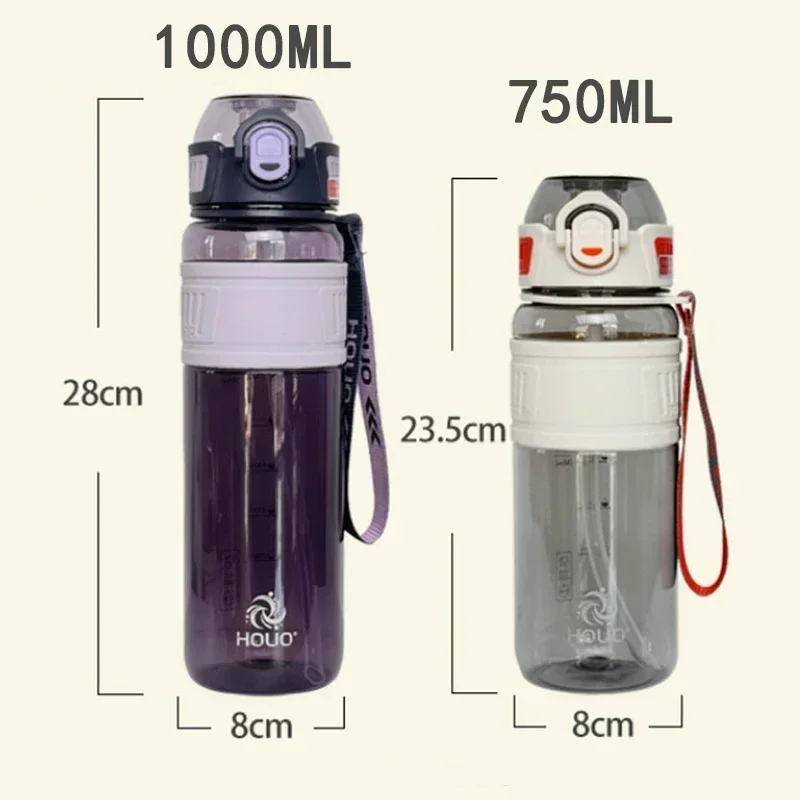 Travel 1L Water Bottle for Sports Plastic Water Cup for Girl Boy School Portable 1 Liter 750ml Water Kettle Fitness Gym Outdoor