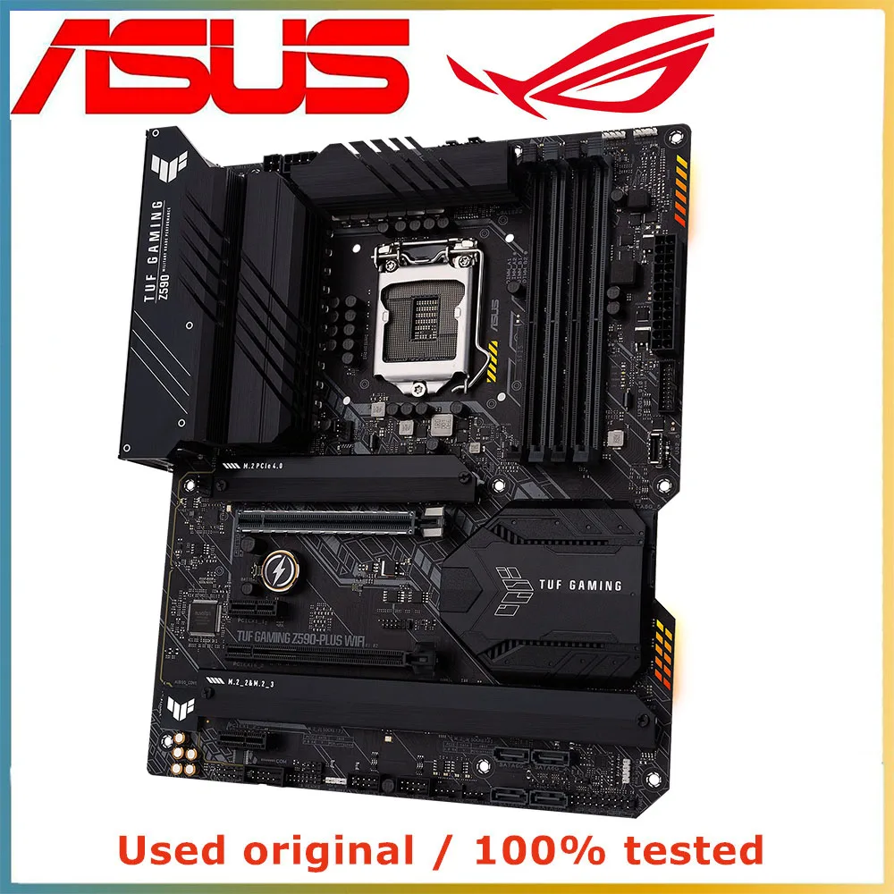 Imagem -03 - Placa-mãe de Computador para Asus Gaming Desktop Mainboard Wifi Lga 1200 Ddr4 128g Intel Z590 M.2 Nvme Pci-e 4.0 X16 Z590-plus