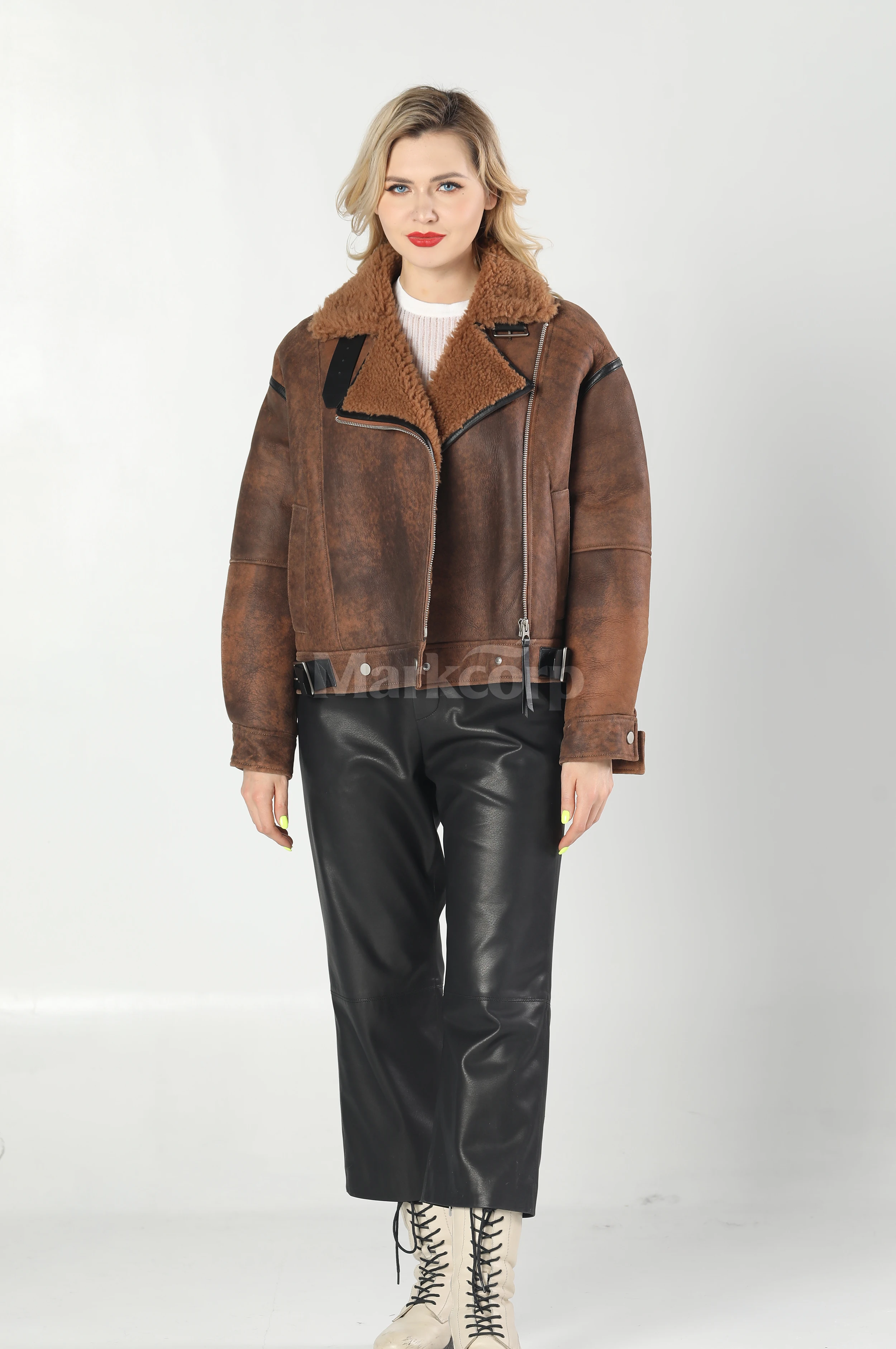 

【Markcorp】Fashionable vintage fur genuine sheep leather