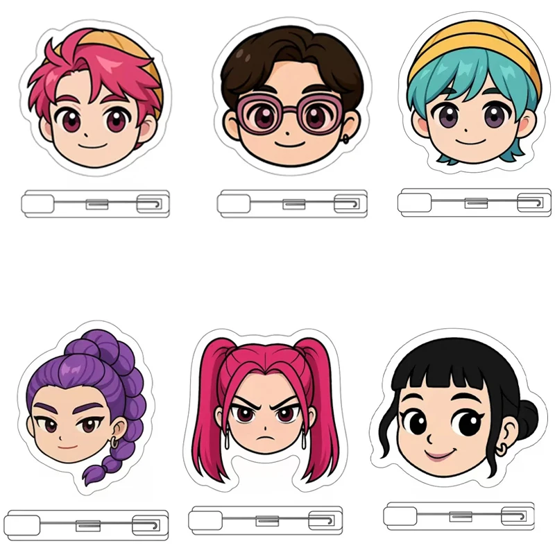 نموذج جديد ساجا بنين نجم Kpop شيطان الصيادين زوي رومي ميرا ديربي أنيمي الكرتون الاكريليك بروش عيد الميلاد شارة هدية صغيرة