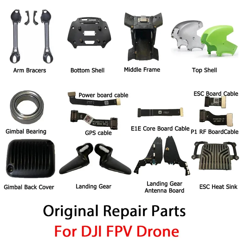 

FOR DJI FPV Drone Part- Arm Bracers Bottom Shells Middle Frame Landing Gear ESC GPS Cable Gimbal Cover Repair Parts