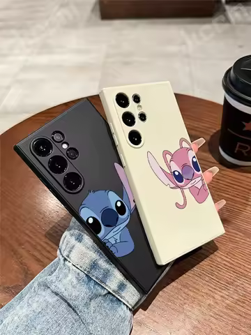 Cute Disney Stitch Couple Phone Case For Samsung Galaxy S24 Ultra S23 FE S22 S20 Plus A15 A35 A50 A51 A54 A55 A71 A72 A73 Cover