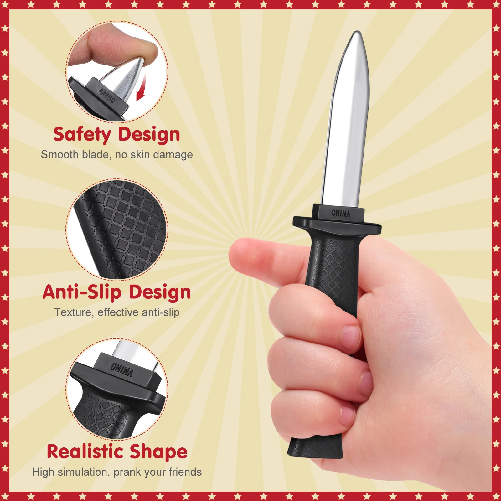มีดพับได้ 2 ชิ้น สำหรับงานปาร์ตี้ฮาโลวีน ของเล่นแกล้งคน ของเล่นหลอกๆ ดาบพลาสติกหายได้ ของขวัญตลกๆ สำหรับเด็กและผู้ใหญ่