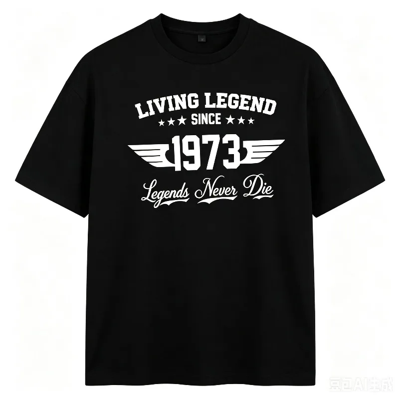 Loose Vintage 1973 Legend Wing Text Graphic Women's T-Shirt Skate Camping SUP Tarot Rock Short Sleeve Summer White Black Tees
