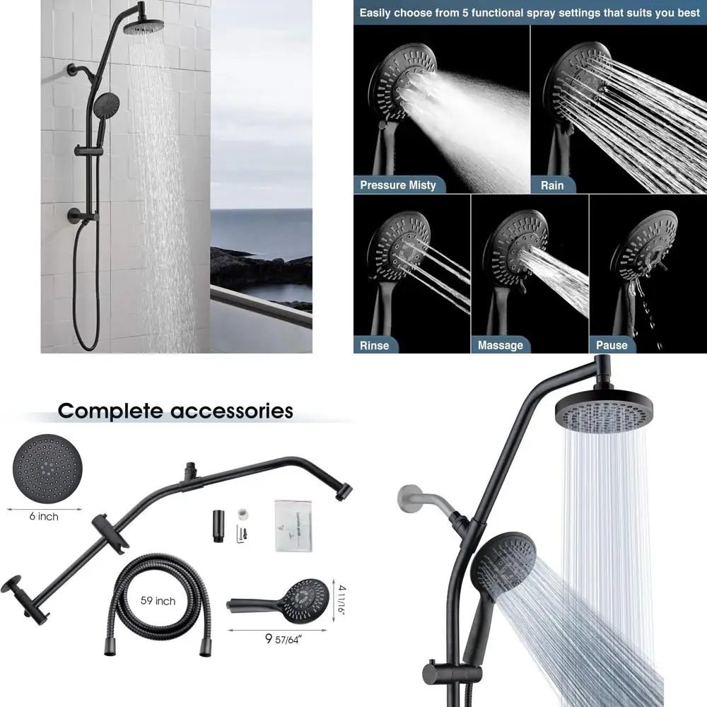 Oil Rubbed Bronze Shower Combo: High-Pressure Handheld & Adjustable Brass Column