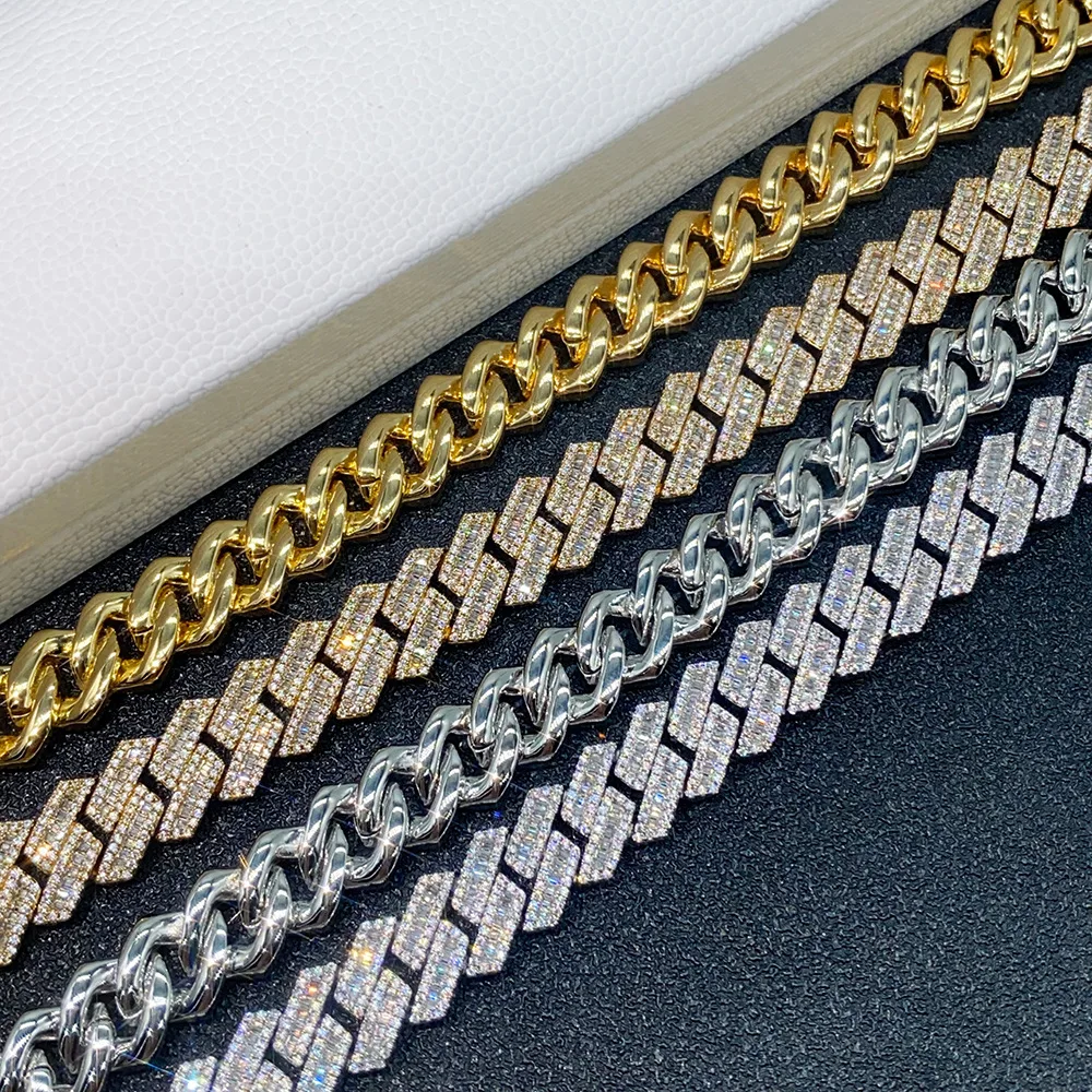 12mm 3 Rows Iced Out Cuban Chain Necklaces For Men Women Brass Bling Zircon Goth Hip Hop Jewelry Free Shipping