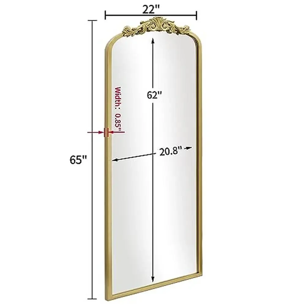 Vintage barokke stijl volledige lengte spiegel 22"x65" sierlijke antieke vloerspiegel met gebogen metalen frame luxe traditioneel decor