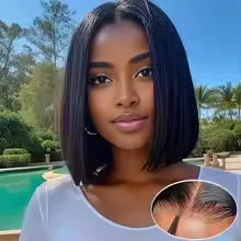 Glueless Bob Hair 3 seconds Install Wig 100% Human Hair Ready To Go Straight Transprent 4x4 Lace Closure Wig Cheap For Women