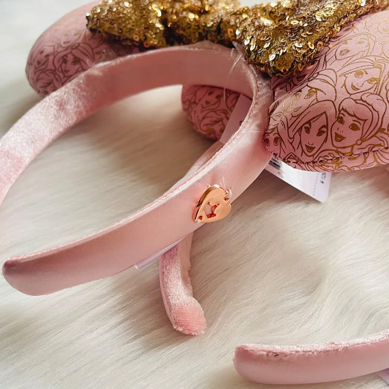 Disney Princess Collection Pink Minnie Ear Headband For Women Disneyland Mickey Adult/Child Sequin Cosplay Girls Accessories