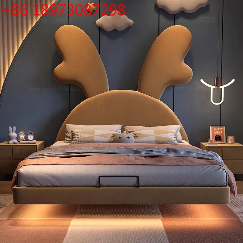 

Italian minimalist boys and girls light luxury modern solid wood children's bed