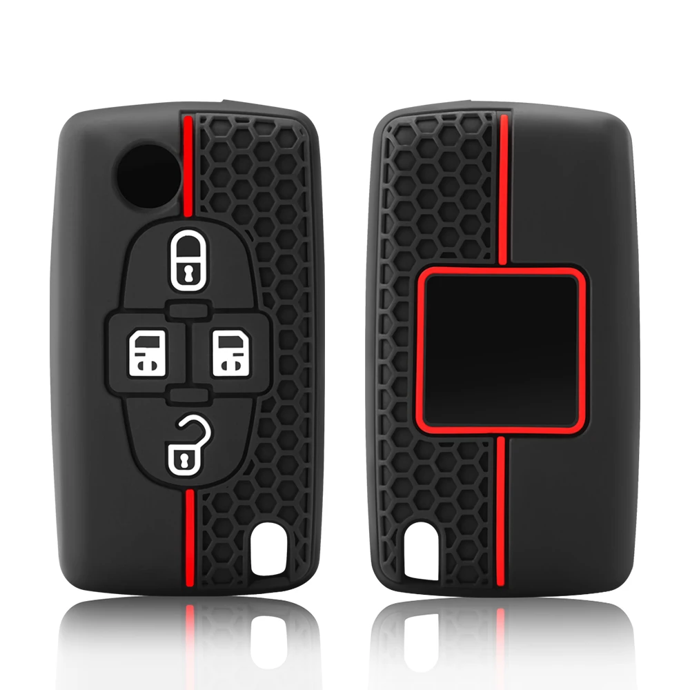 Silicone Remote Key Cover Case Car Key For Peugeot 1007 807 For Citroen C8 4 Buttons Folding Flid