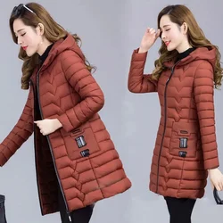 2025 Winter New Light Cotton-Padded Jacket Female Long Korean Down Coat Women Parkas Large Size Middle-Aged Mother Outwear Tops