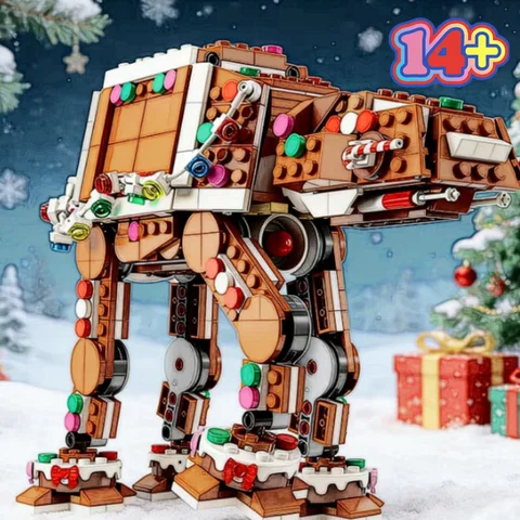 697PCS Christmas Gingerbread Snowspeeders AT-AT Addon Building Blocks Model Creative Spaceship Scene DIY Assembly Bricks Gifts