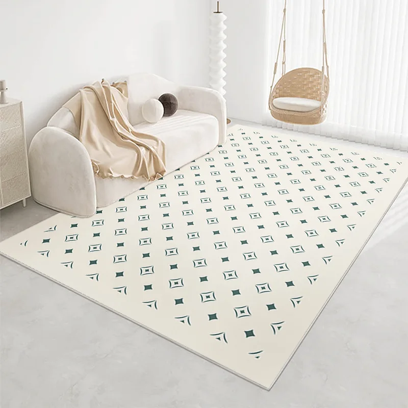 Thick Lattice Lounge Rug Modern Minimalist Rugs for Bedroom Nordic Style Living Room Decoration Plush Carpet Home Anti-slip Mat