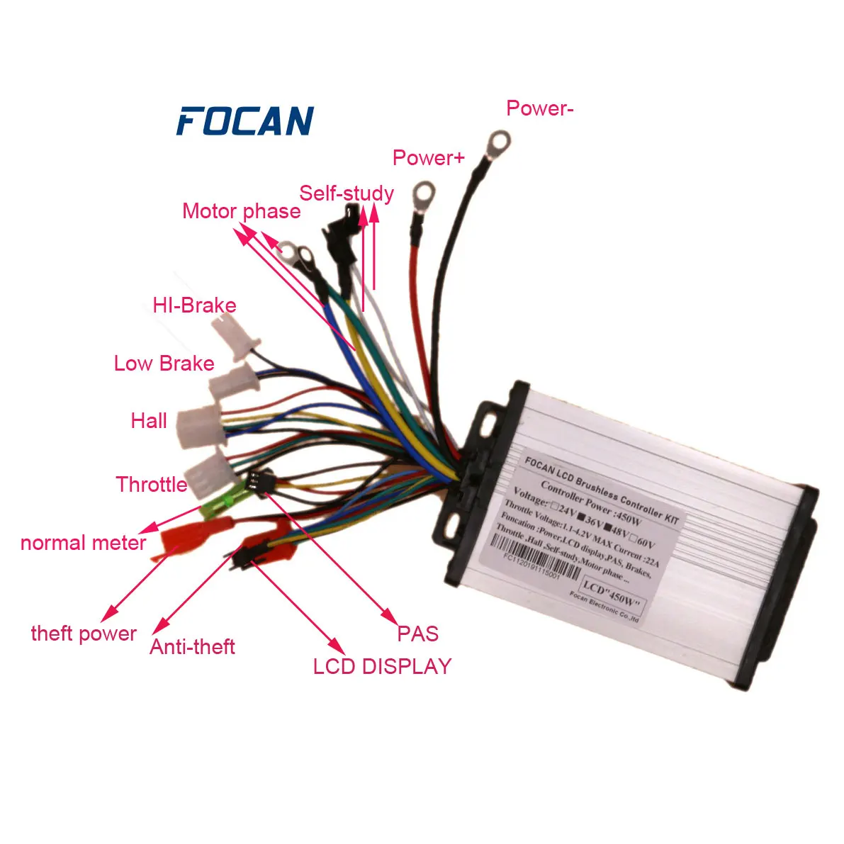 FENGCHANG 36V 48V 450W 500W 23A BLDC Scooter DC Motor e-bike bicicletta elettrica Controller Brushless S861 Display LCD FOCAN