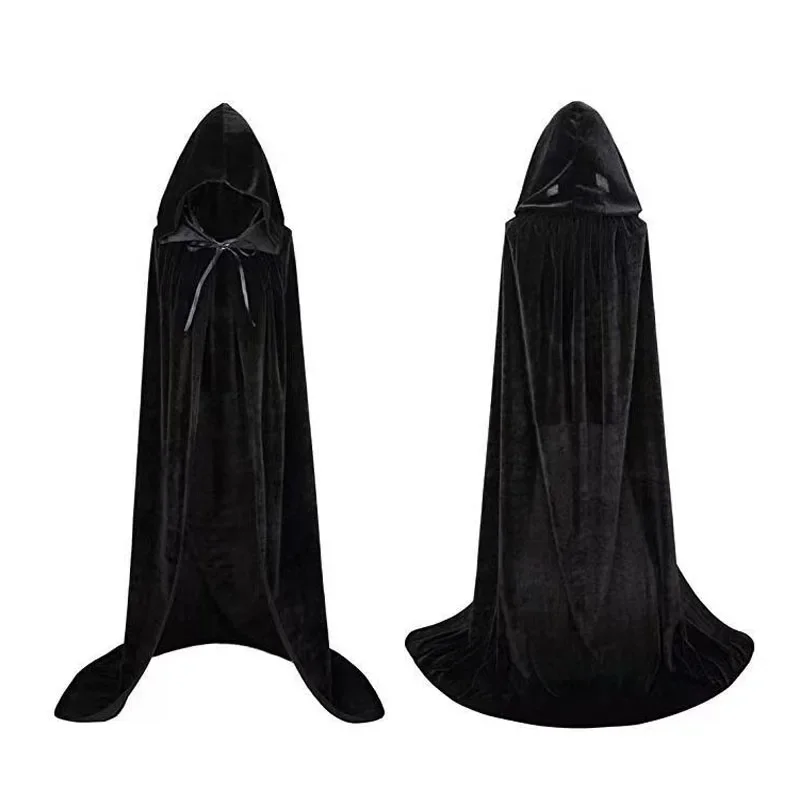 Manto de veludo com capuz gótico para mulheres, Bruxa Elfa Adulto, Manto Longo para Carnaval, Capas de Halloween, Robe, Larp Vampires Grim Reaper Party