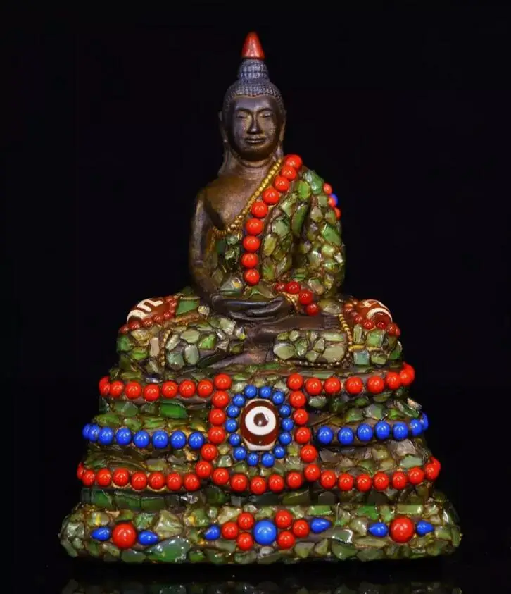 China incense ash hand paint tibet collect Feng Shui Shakyamuni buddha Statue