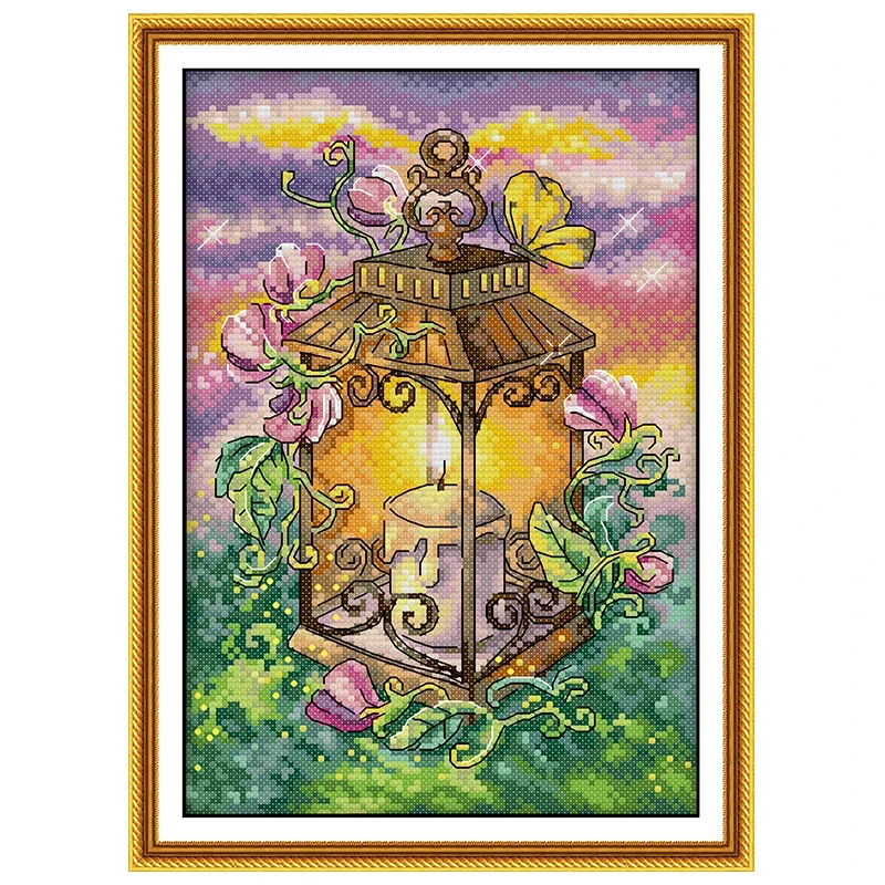 Four Season Lantern Pattern Counted Cross Stitch Set DIY Wholesale 11CT 14CT Stamped DMC Cross-stitch Kit Embroidery Needlework