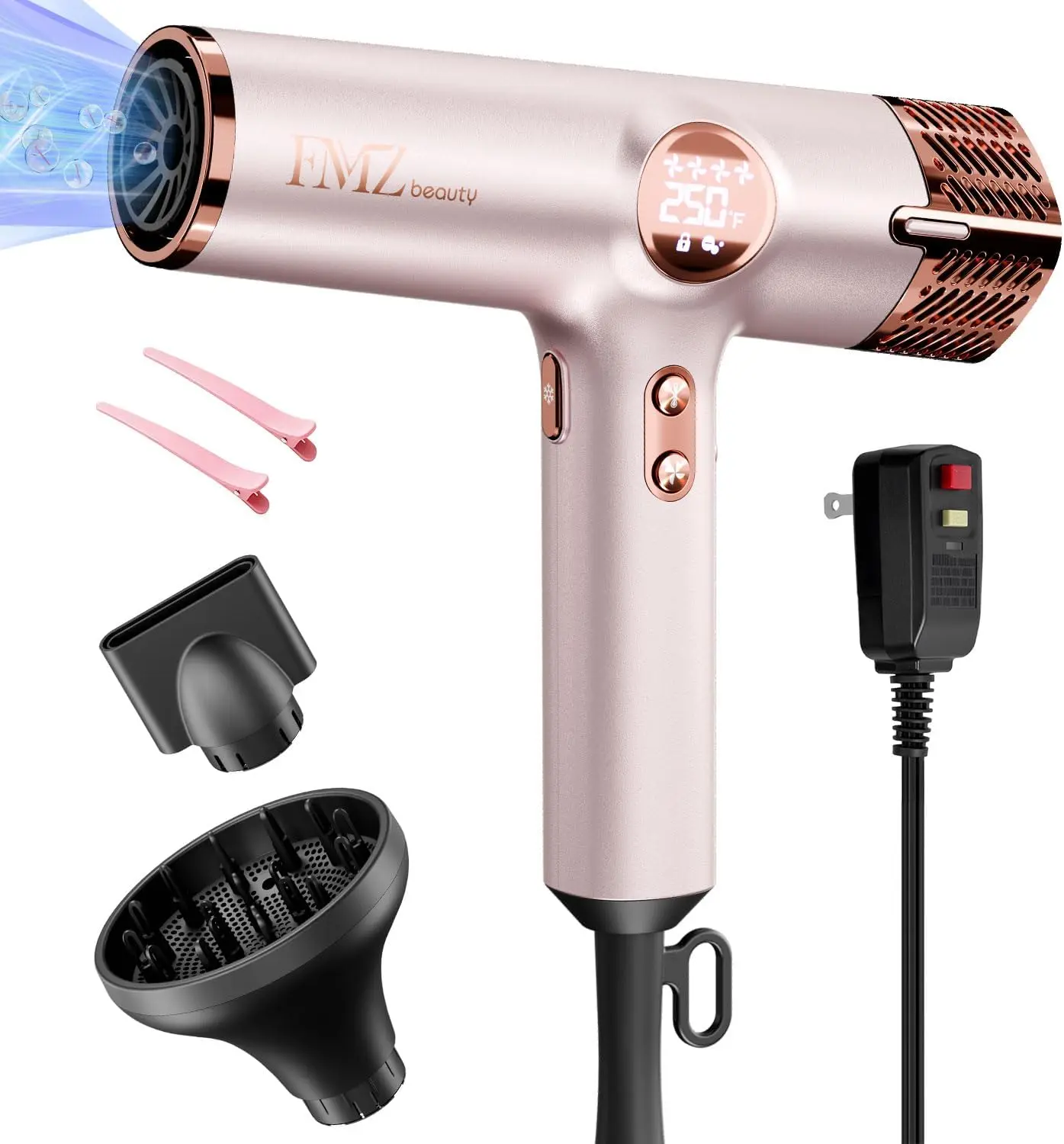 

Professional Ionic Hair Blow Dryer with Smart Display, 1875W High Speed Brushless Motor for Fast Drying, Lightweight Low Noise, Curly Diffuser for Women Kids Salon Travel