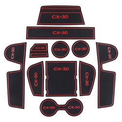 Rubber 11pcs For Mazda CX-30 CX30 CX 30 2020 Car Door Mat Anti-slip Cup Pad Interior Decoration Gate Slot Pad Accessory
