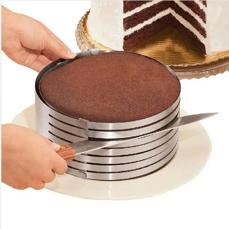 Adjustable 16-30cm Round Bread Cake Cutter Slicer Stainless Steel 6 Layers Mousse Ring Mould Baking Tool Cake Mold