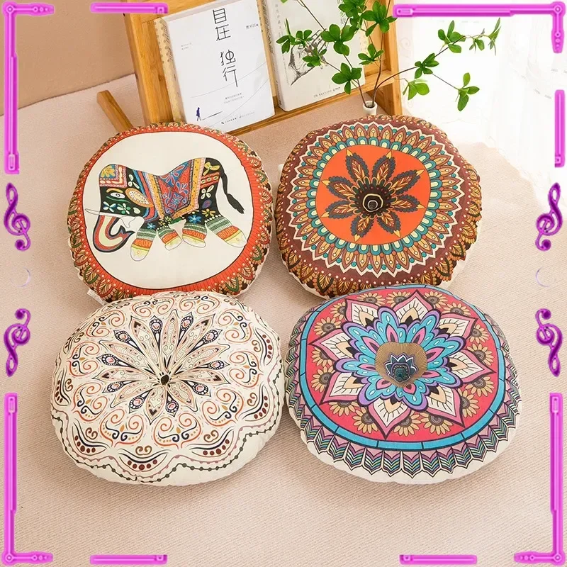 Bohemia Stuhlkissen aus Baumwollleinen, geometrische Baumwolle und Hanf, rundes Stuhlkissen, Yoga, Meditation, Bodenmatte, Sofakissen