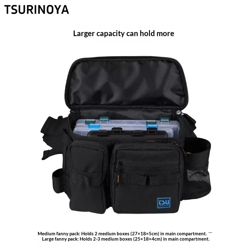 

TSURINOYA Multifunctional Large Portable Lure Waist Bag Single Shoulder Crossbody Fishing Tackle Storage Bag