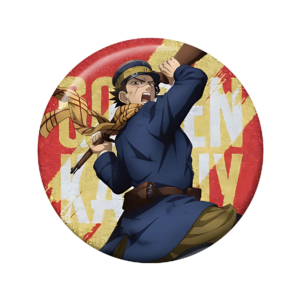 Golden Kamuy 58mm Badge Saichi Sugimoto and Asirpa Dynamic Battle Scene Anime Character Backpack Lapel Pin Brooch Gift