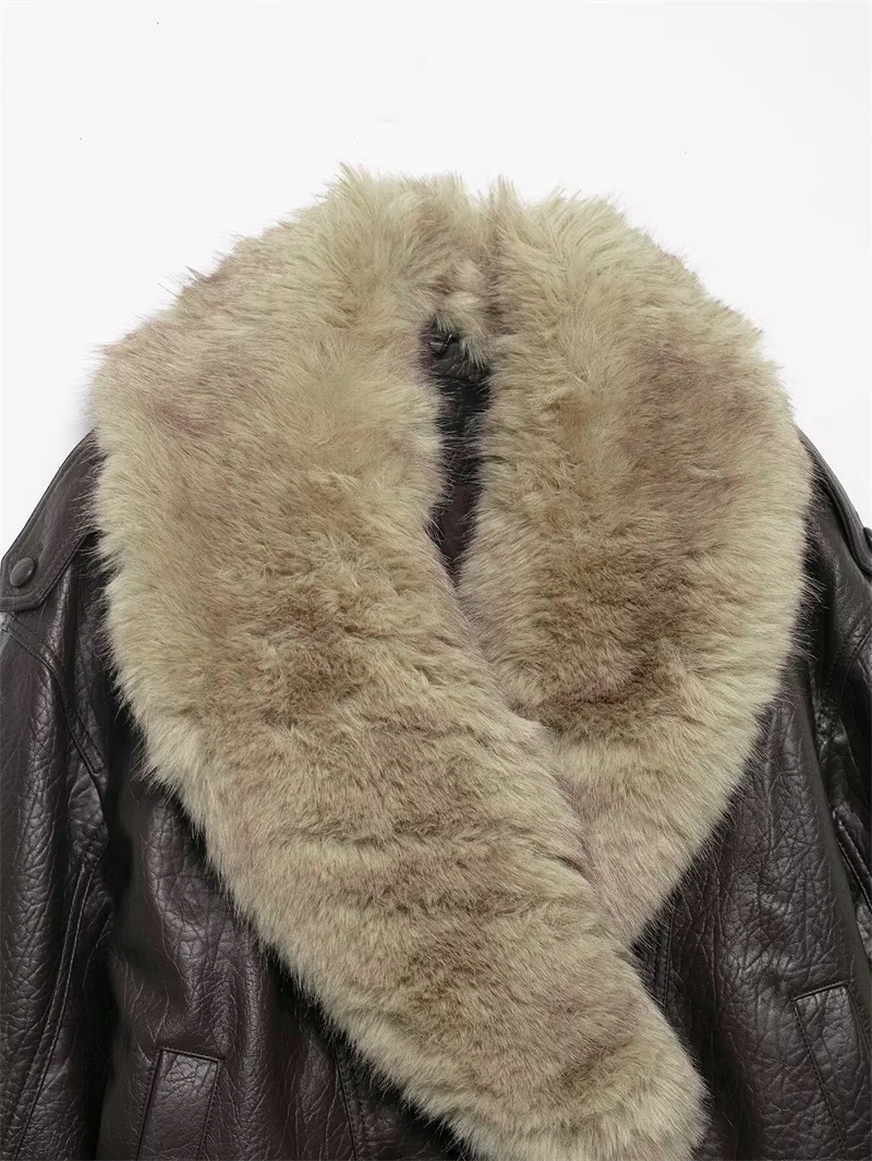 2025 outono/inverno novas roupas femininas, gola de pele removível, jaqueta bomber Shearling B-3.