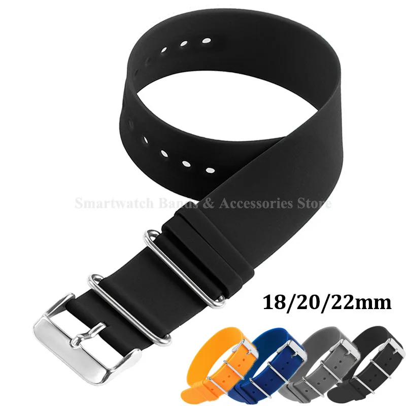 Ultra Thin Rubber Watch Strap 18mm 20mm 22mm for Military Sport Wrist Band Soft Waterproof Watch Band High Tensile Bracelet