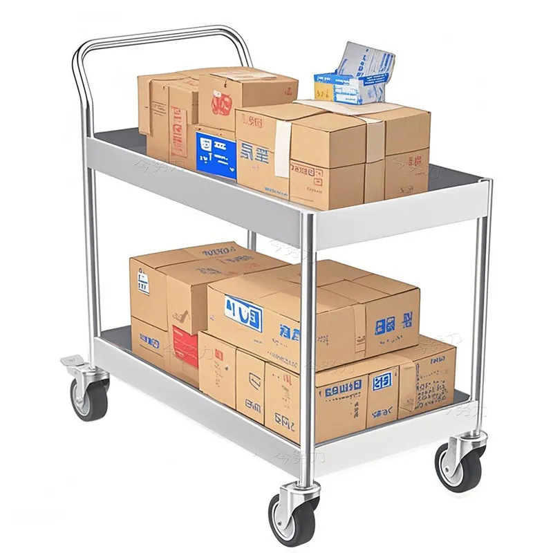 PYH thickened 304 stainless steel turnover trolley, double-layer silent, instrument and equipment trolley