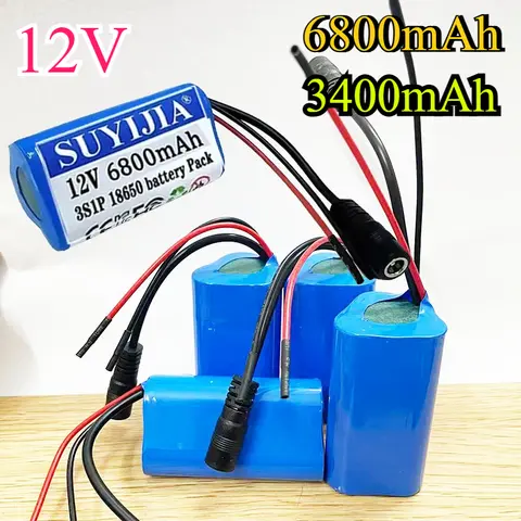 Batterie Li-ion 12V 3S1P 12.6V/11.1V 18650, Alimentation De Secours 6800mAh, CCTV, Caméra, Pistolet Fascia, Batterie Lithium-ion