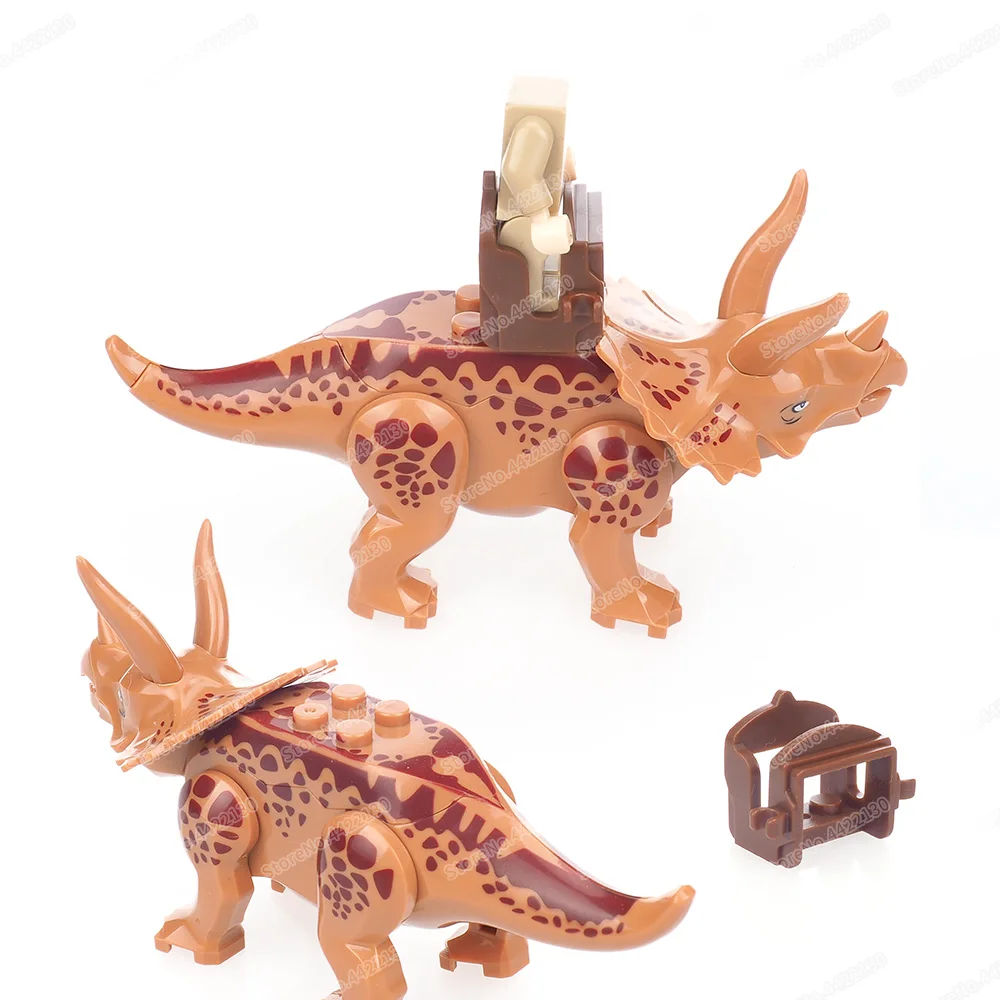 Dinosaur World Triceratops Knight Set Building Block Moc Figures Training War Dragon Assemble Scenes Model Child Gifts Boy Toys