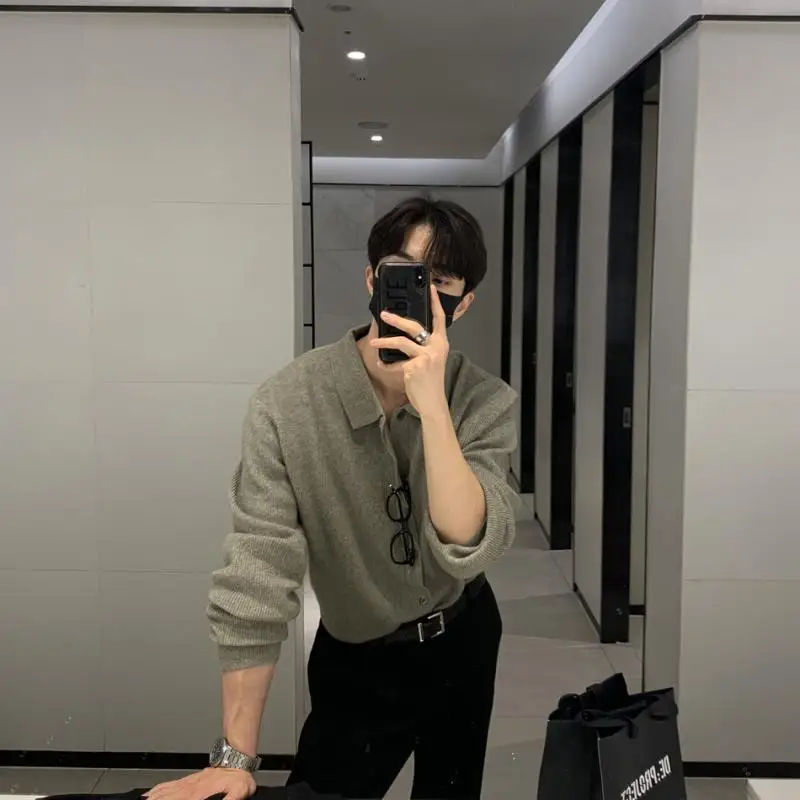 Autumn Winter KPOP Fashion Style Harajuku Slim Fit Tops Loose Casual All Match Outerwear Solid Long Sleeve Cardigan Sweaters