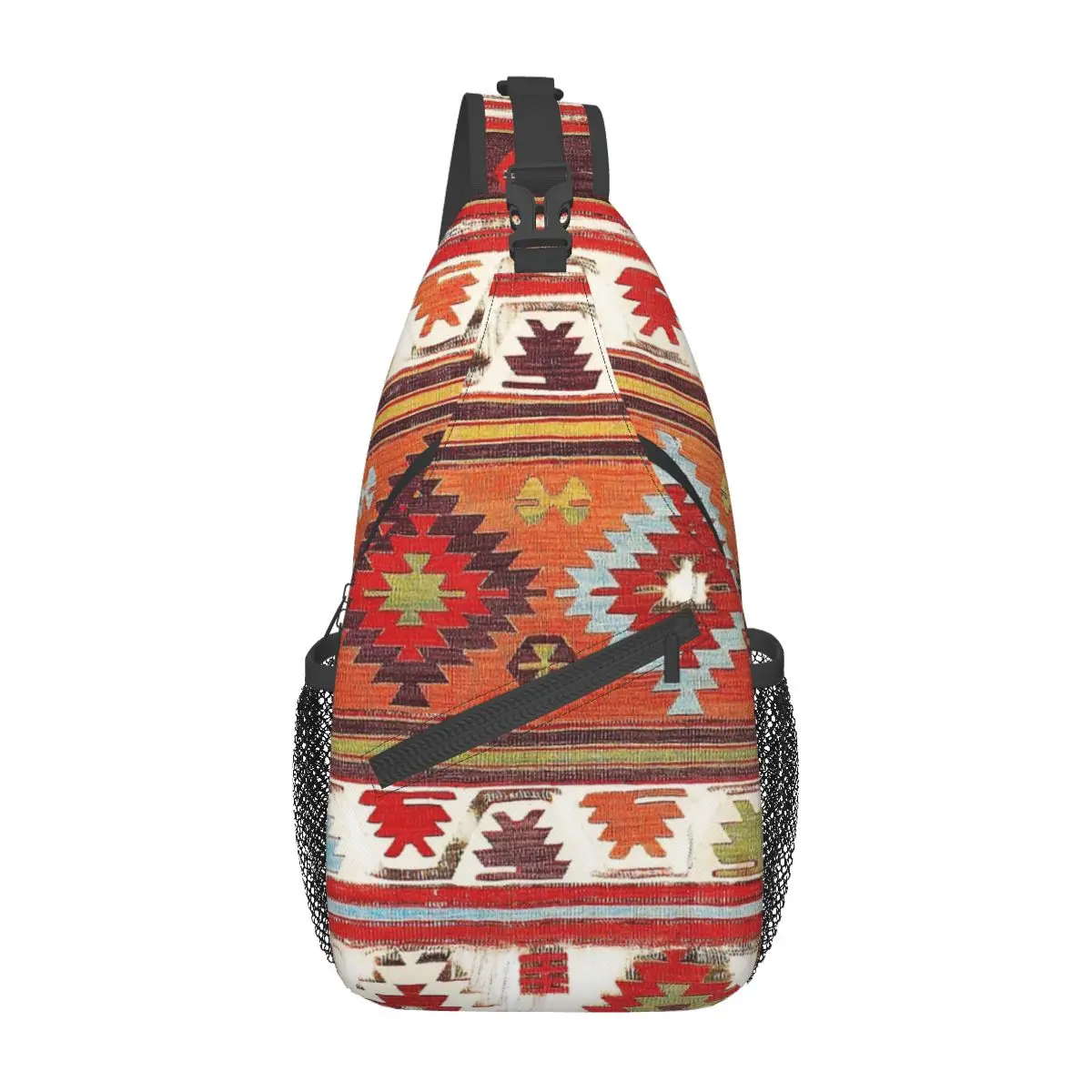 Konya Kilim Crossbody Sling Bag Small Chest Bag Bohemian Turkish Persian Shoulder Backpack Daypack Hiking Outdoor Sports Pack