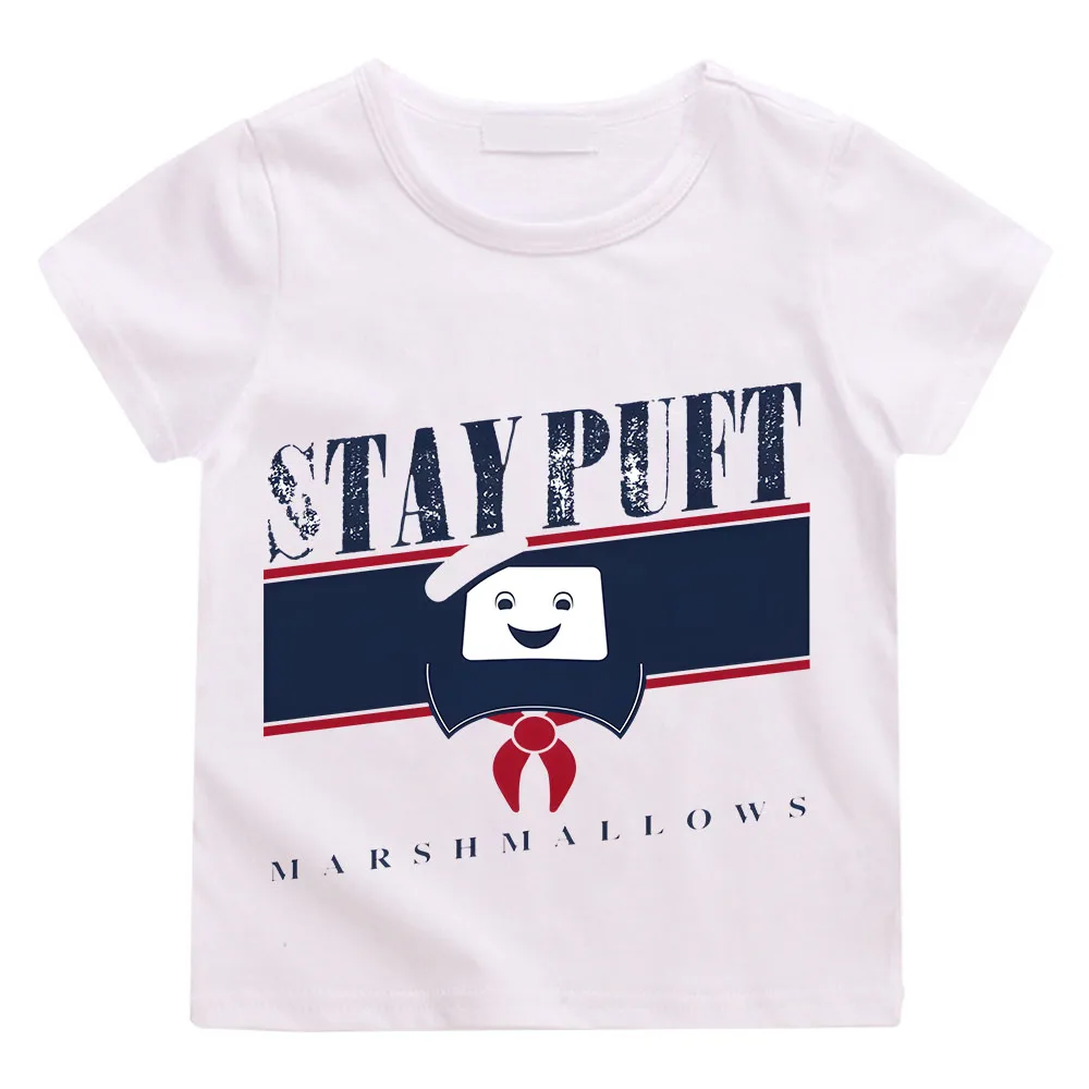 Ghostbusters Marshmallows Happy Camper Kids Summer Short Sleeve T Shirt Cotton Little Baby Fashion O-neck Tees Clothes Teens