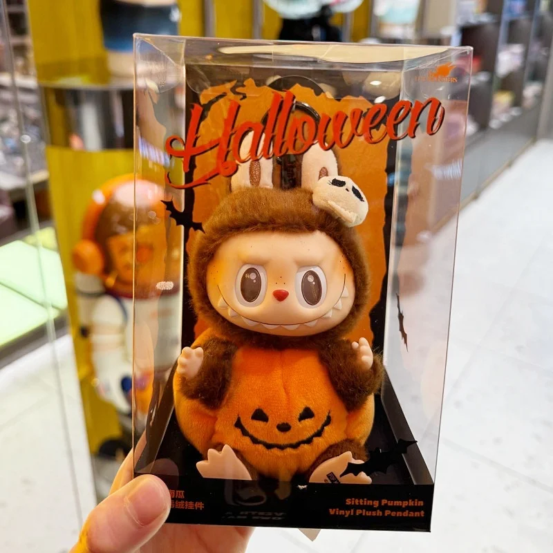 High Quality Cute The Monsters Series Halloween Pumpkin Labubu Doll Toys Kawai Anime Figure Model Keychain Replica Festival Gift