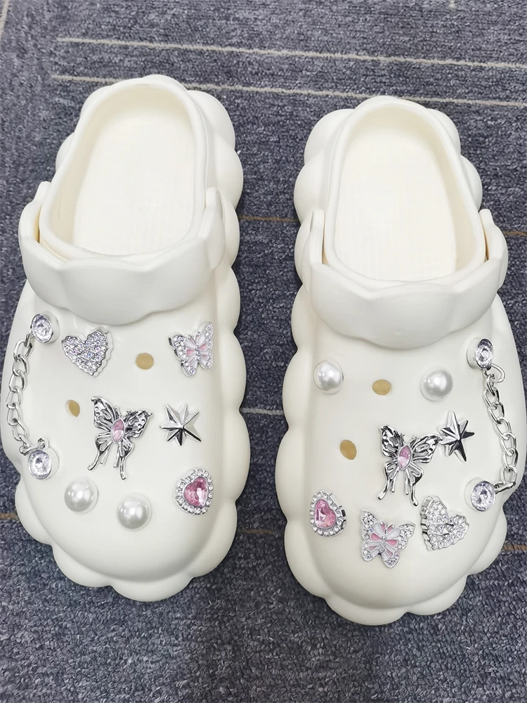 16-teiliges Schmetterling-Schuh-Charms-Set: DIY-Ketten-Accessoires, silberne Herz- und Stern-Clog-Schuh-Schnallen, abnehmbare Bling-Schuhclips – Detail 10