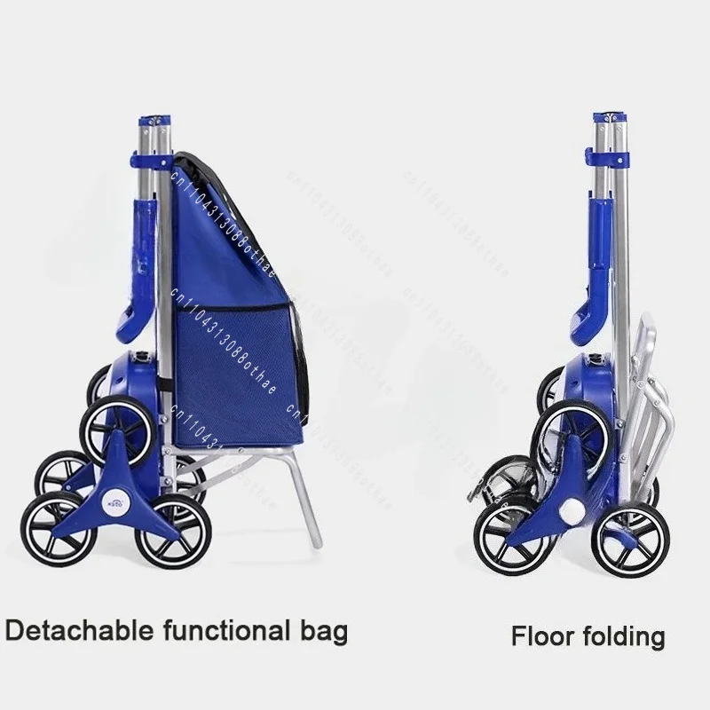 Household Foldable Shopping Bag with Wheels Large Capacity Portable Electric Handcart Silent Electric Climbing Shopping Cart